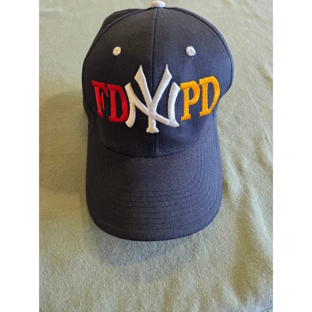 Lucent FDNY NYPD New York Baseball Hat Navy Blue Adjustable Strapback Cap